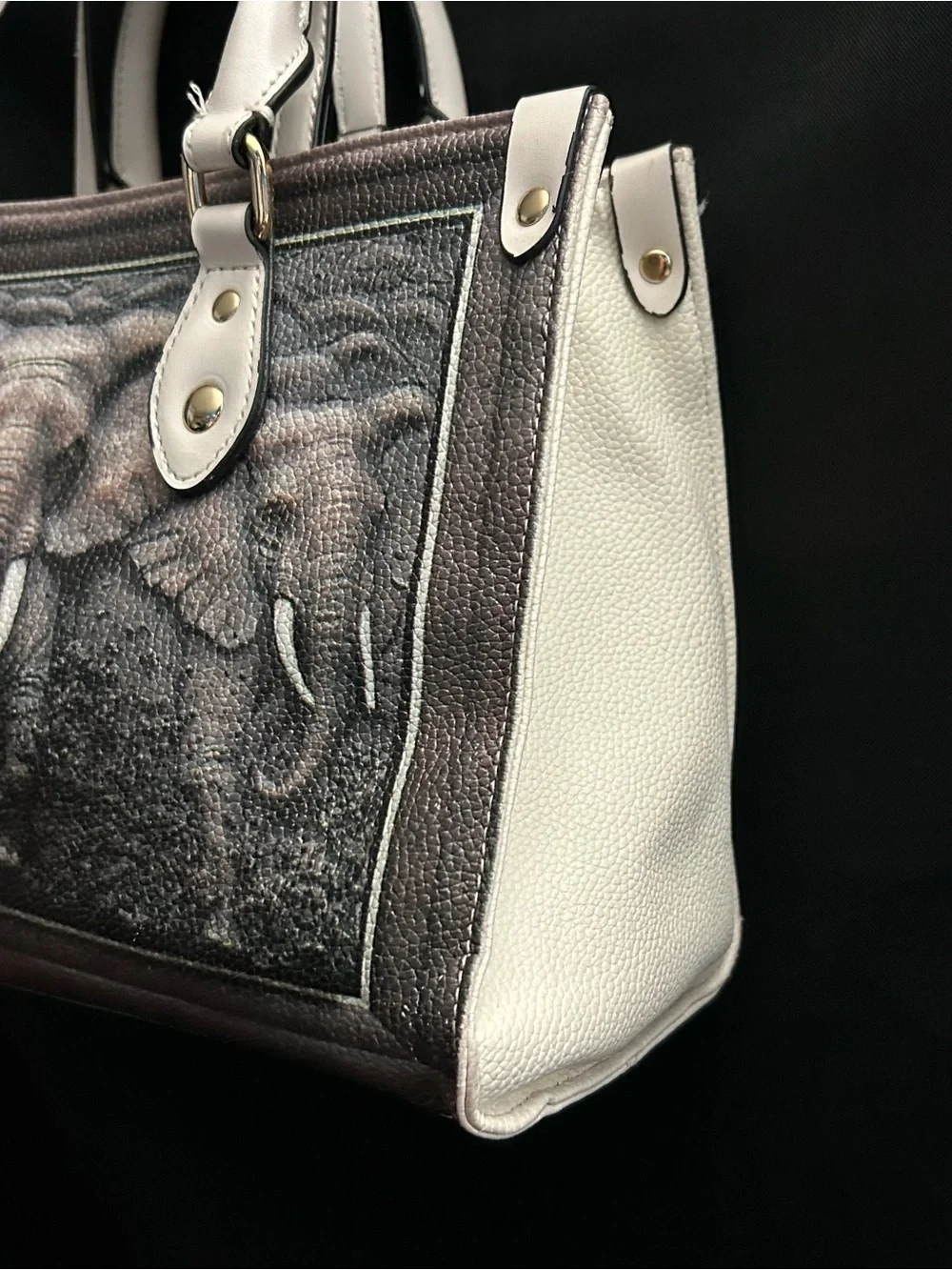 BFlairs Women’s Handbag with Elephant Print Gray & Cream